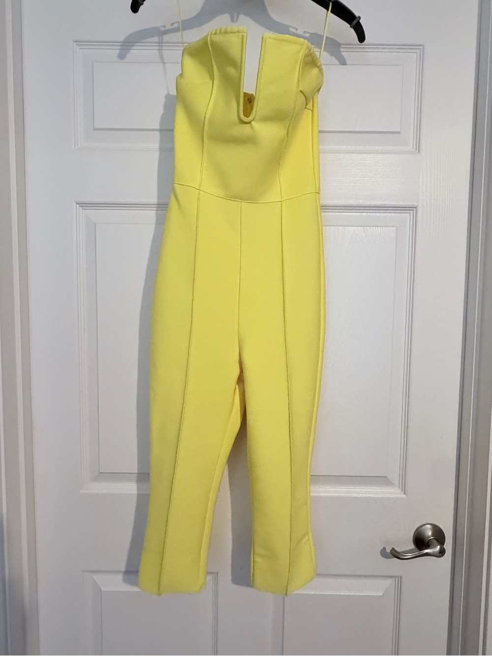 Fashion Nova Strapless Bright Yellow Jumpsuit